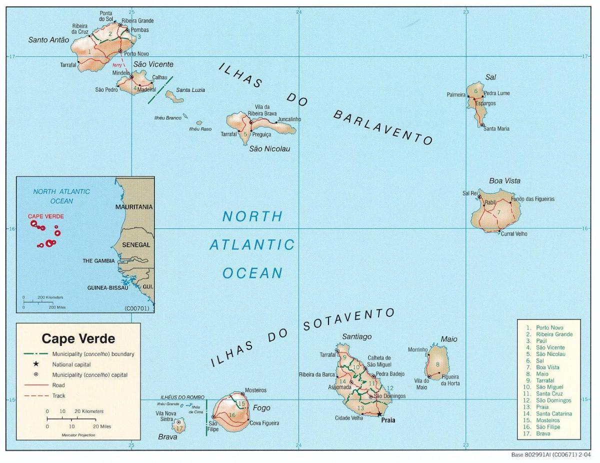 mapa ukazuje Cape Verde